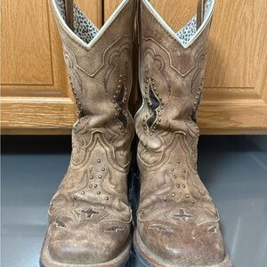 Laredo Brown Ankle Boots with Studded Design